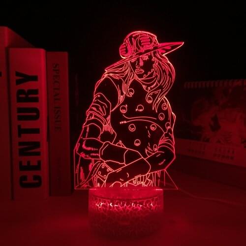 JoJo Bizarre Adventure Anime Gyro Zeppeli 3D LED White Base Light for Bedroom Decor Light Birthday Gift Manga Table Lamp