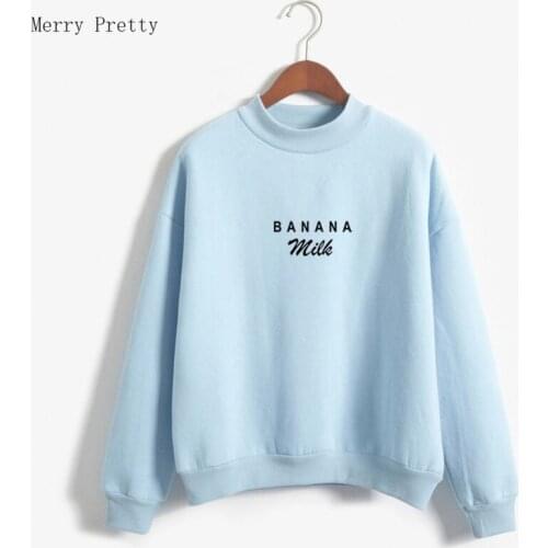 Korean Autumn Winter Harajuku Sweatshirt Women Loose Banana Milk Letter Print Moletom Girls Kawaii Warm Thick Hoodies Pullovers