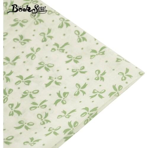 Booksew 100% Cotton Plain Fabric Green Bowknot Design Home Decoration Crafts Doll DIY Patchwork Scrapbooking Quilting Cloth