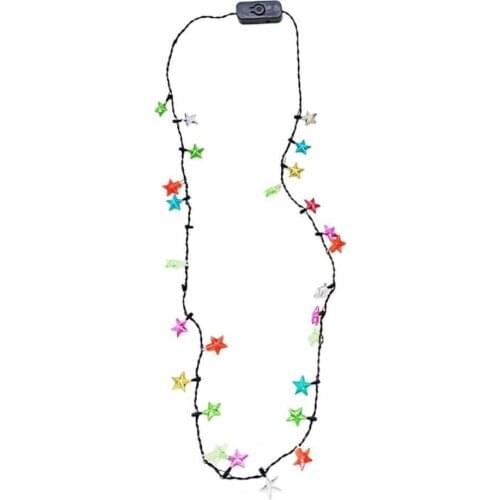 Halloween Three-dimensional LED Light Necklace Lighting Effect Colorful Christmas Star Light Necklace Decor Festival Ornaments