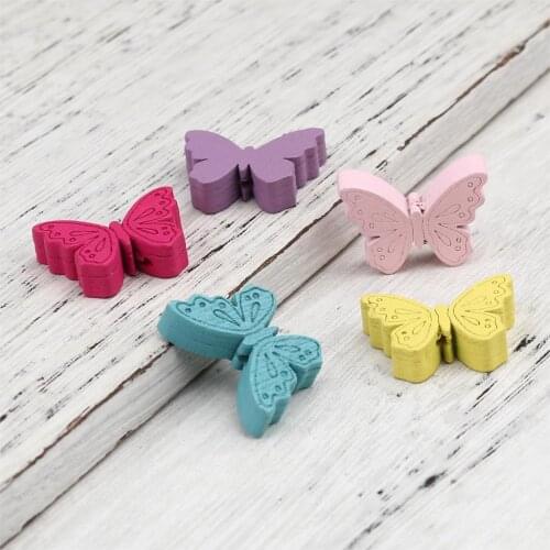 8Seasons 50PCs Fashion Wood Insect Spacer Beads For DIY Making Butterfly Animal At Random Color Women Girl Jewelry 24mm x 18mm