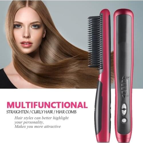 Beard Straightening Hot Comb Anti-Scalding Hair Straightener Ceramic Heating Detangling Faster Straightening Salon Hair Comb