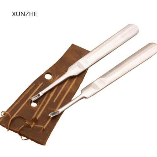 XUNZHE 1set U And V style DIY Groover Leather Craft Tool cut off thin leather Knives Skiving Tool edge beveler trench device