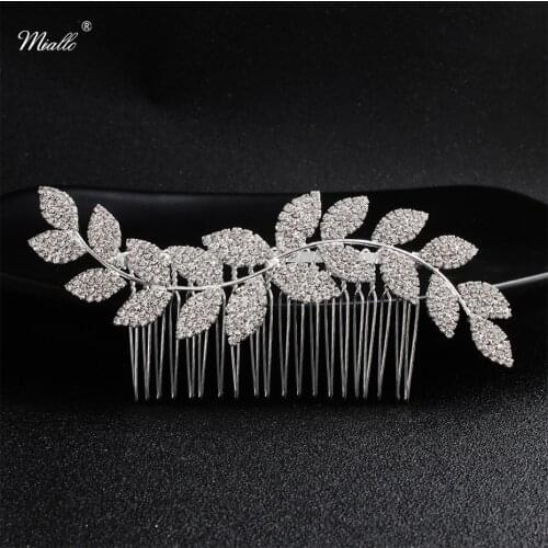 Miallo Newest Simple Leaves Women Hair Combs Austrian Crystal Wedding Hair Accessories Bridal Hair Clips Headpieces Jewelry