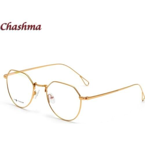 Women Titanium Ultra Light Prescription Glasses Frame Irregular Round Vintage Rose Gold Myopia Spectacles Clear Lenses Eyewear