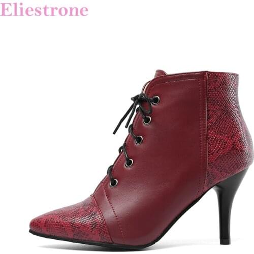 Brand New Sexy Red Black Women Ankle Riding Boots Comfortable High Heels Lady Shoes LS907 Plus Big Small Size 12 30 43 48