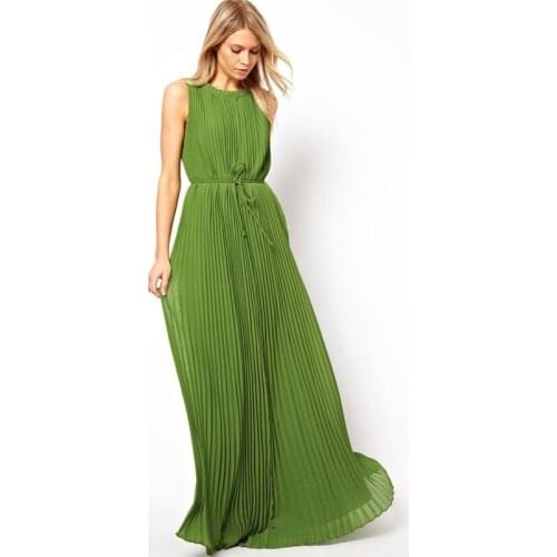 Summer dark green dress women 2019 new European and American round neck sleeveless temperament maxi dress vestido feminina JD224
