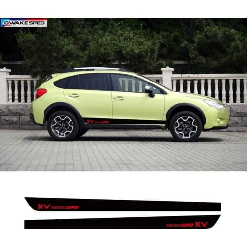 1set For Subaru XV Reflective AWD Vinyl Decal Sport Styling Car Door Side Skirt Stripes Carbon Fiber Auto Body Decor Stickers