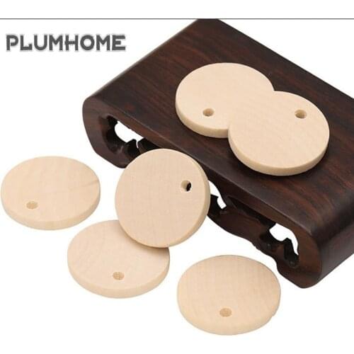 10pcs Round Shaped Natural Wooden Discs Slices Circles Solid Wood Tags With Hole Record For Wedding Birthday Christmas Ornament