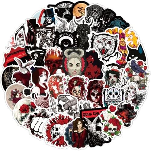 100pcs Goth Gothic Devil Dark Red Stickers For Laptop Adesivi Aadesivos Scrapbooking Material Craft Supplies Sticker Vintage