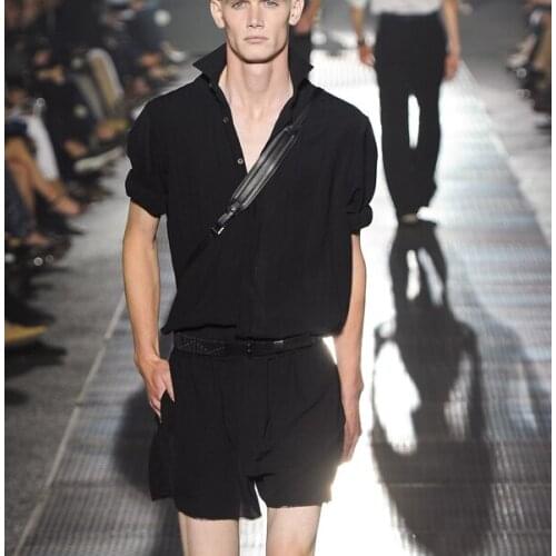 27-444 ! 2018 New mens clothing short-sleeve bodysuit tooling slim thin black dj plus size singer costumes