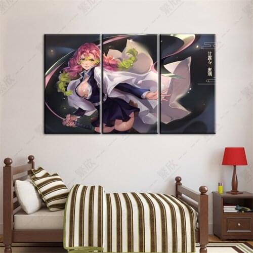 3 Piece Kanroji Mitsuri Tomioka Demon Slayer Poster Room Decor Baby Girl Nursery Wall Art Anime Wall Painting-NO FRAME