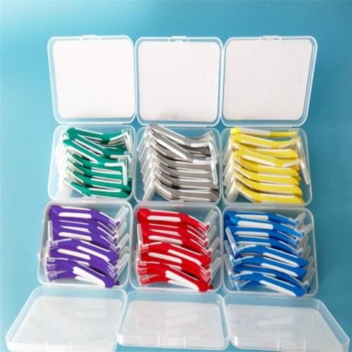 30 Pcs Dental Floss L Shape Push-Pull Interdental Brush Oral Care Teeth Whitening Dental Tooth Pick Tooth Orthodontic Toothpick