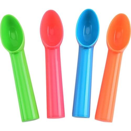 4pcs Colorful Ice Cream Spoon Food -Grade Plastic Dig Ice Cream Ball Watermelon Fruit Digging Spherical Shape Cream Tools