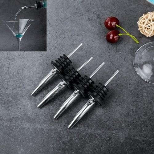 4PCS Stainless Steel Pourers, Speed Pourer, Liquor Bottle Pourers and Vinegar Tapered Stopper Spout Wine Pour Liquor