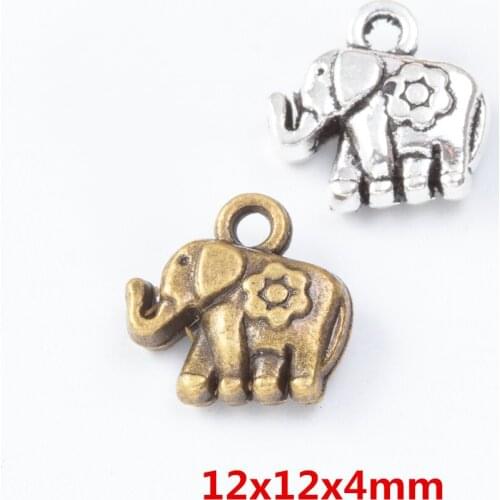 45 pieces of retro metal zinc alloy elephant pendant for DIY handmade jewelry necklace making 7507