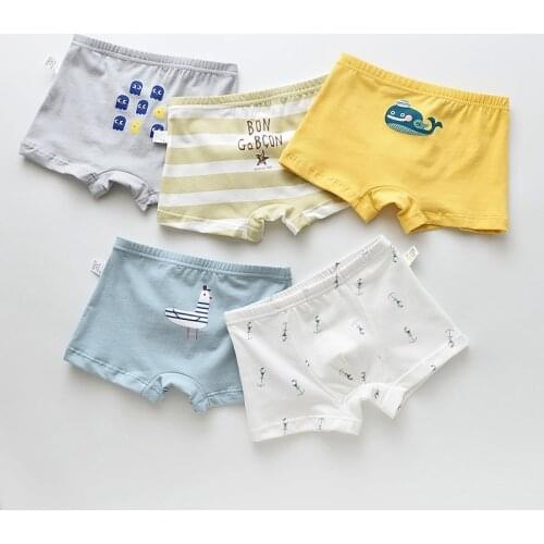 5Pcs/lot Girls Boys Cotton Boxer Briefs Girl Panties Boys Boxer Shorts Childrens Panties Kids Underwear For 2-14 Years BU051