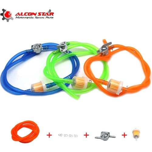 Alconstar- Fuel Taps Wtih Gas Hose Line Fuel Filter For 47cc 49cc Moto Quad ATV 4 Wheeler fuel filter tank switch oil hose Race