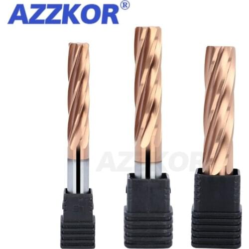 AZZKOR Carbide Machine Reamer Coated Spiral Flutes H7 Tolerance Precision Chucking Hardened Steel 6 Flutes For Metal HRC65