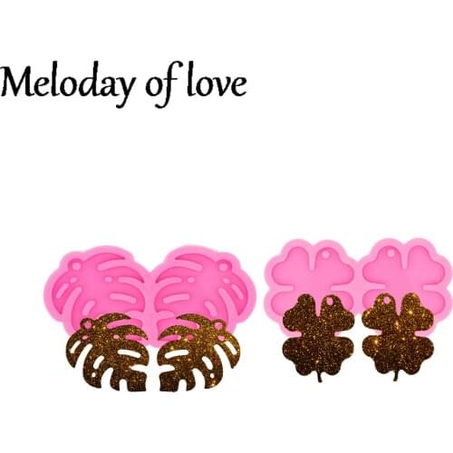 Shiny Glossy Palm Tree Earrings and Necklace Silicone Mold Epoxy DIY Gem Resin Molds Jewelry Making Custom Mould DY0525