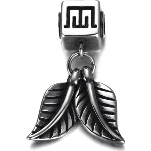 2pieces Stainless Steel Spacer Beads 4mm Hole Leaf Charms for Chain Bracelet Jewelry Making DIY Accessories