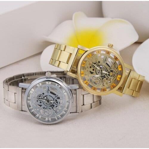 Fashion Hollow Steel Watch Silver Gold Luxury Wrist Watch Men Women Unisex Hombre Quartz Clock Retro Watch Reloj Mujer Relogio
