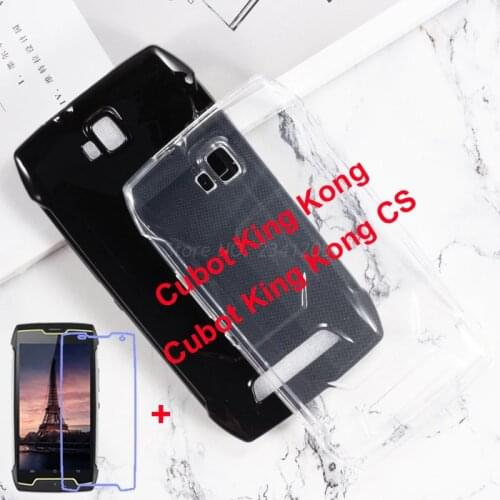 Cubot King Kong etui Soft Black TPU Case For Cubot KingKong CS Coque Back Cover With Tempered Glass For Cubot KingKong Pelicula