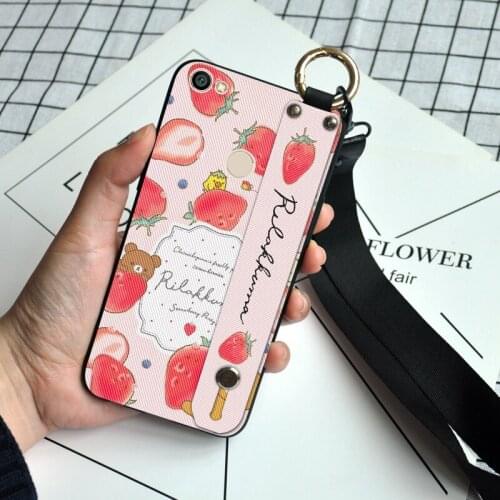 Fruit Soft Wrist Strap Case For Xiaomi Redmi Note 5A Prime Y1 Lite Strawberry Lanyard Cover For Redmi Y2 S2 K20 Pro K30 Ultra