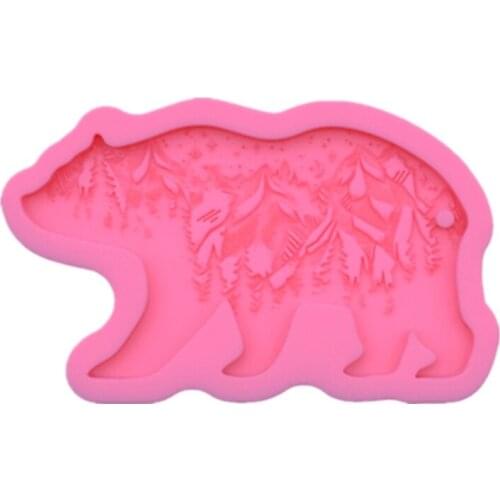 Epoxy Resin Mold Forest Bear Keychain Silicone Mould DIY Crafts Polymer Clay Jewelry Making Tool J60E