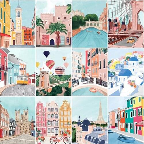 Evershine 5D DIY Diamond Painting Street Rhinestone Picture Diamond Embroidery City Landscape Mosaic Sale Cartoon Home Decor