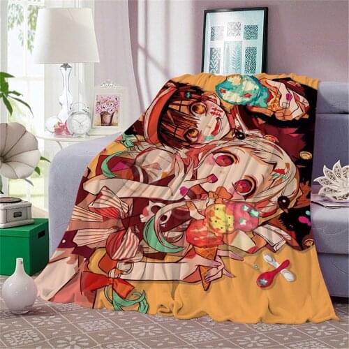 Anime Flannel Blankets 3D Blanket for Beds Toilet-Bound Hanako-kun Printed Soft Flannel Sofa Home Travel Throw Student Blankets