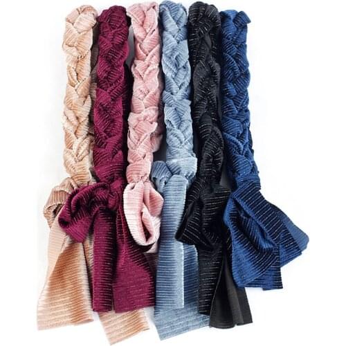 Geebro Fashion Casual Women Ribbed Braids Bands Headbands Solid Color Stretch Adjustable Hair Bands Accessories Party Turban