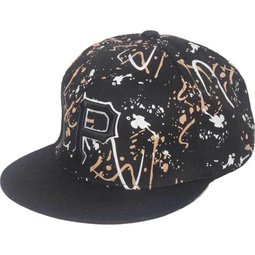Black Graffiti Art Style Fashion Hip Hop Caps Snapback Hat for Men Women Adult Headwear Outdoor Casual Sun Baseball Cap