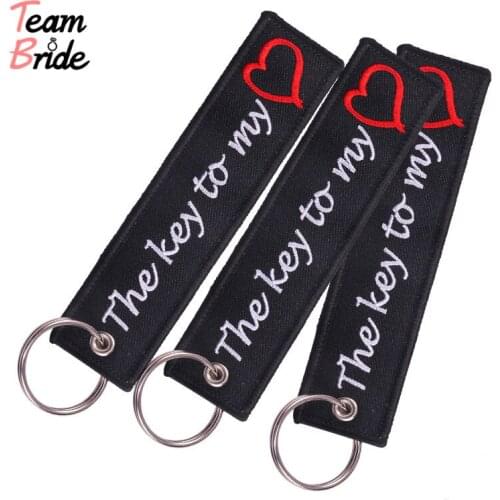 The Key to My Heart Key Chain Bijoux Keychain for Cars Gifts Key Tag Embroidery Motorcycles Key Ring Fashion Bijoux Keychains