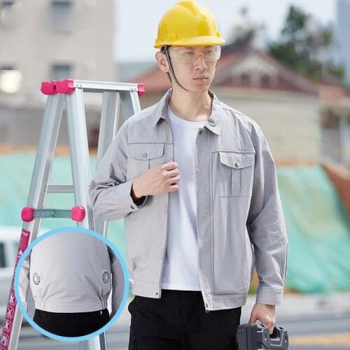 100% Cotton Summer Cooling Air-conditioning Work Clothes Reflective Charging Refrigeration Fan Sun-Protective Outdoor Coveralls