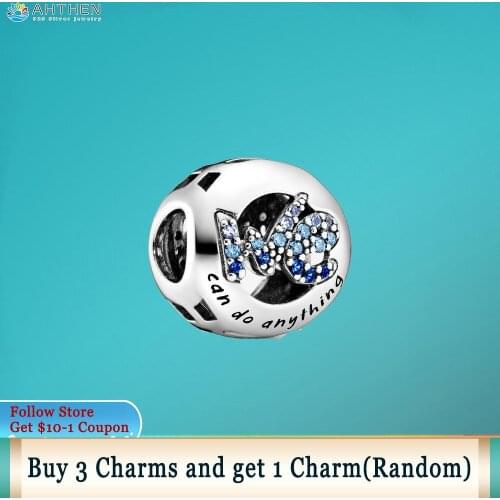 Ahthen 925 Sterling Silver Beads Limited Edition We Can Do Anything Charm fit Original Pandora Bracelets Women Jewelry Making