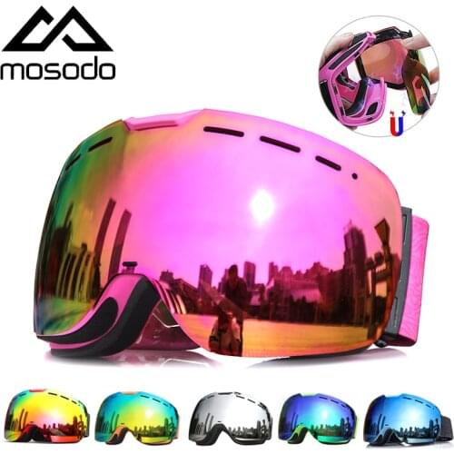 Mosodo Magnetic Ski Goggles Snow Eyewear Spherical Winter Snowboard Glasses Anti-fog Outdoor Skate Skiing Goggles for Men Women