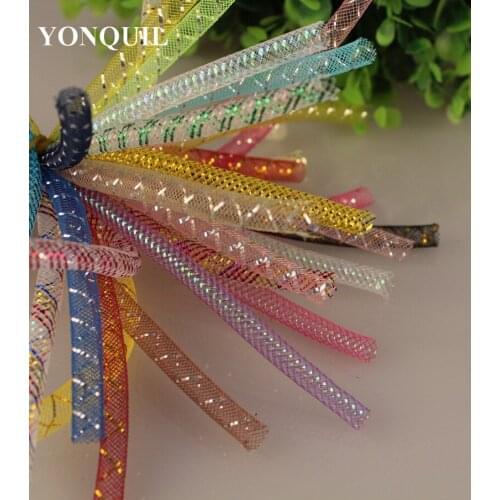Metallic 4MM Tubular Horsehair Crinoline Tube Crin Net Nylon Trimming For Fascinator DIY Hair Accessories 100Yds/Lot 24 Colors
