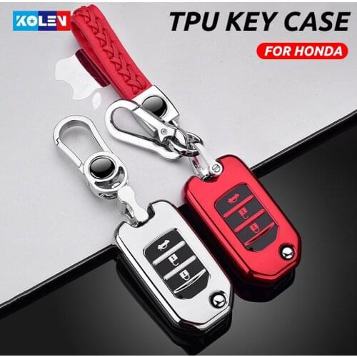 Soft TPU Car Remote Key Case Cover Holder For Honda Civic CR-V HR-V Jade Crider Odyssey 2015-2018 Auto Smart Key Accessories Fob