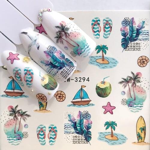 Nail Watermark Sticker Lavender Cosmic Giraffe Beach Coconut Balloon Christmas Nail Sticker Animal Children Sticker DIY Nail Art