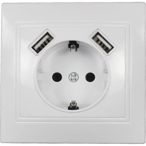 USB Wall Socket Free shipping Double USB Port 5V 2A usb wall outlet high quality usb murale steckdose L2-01