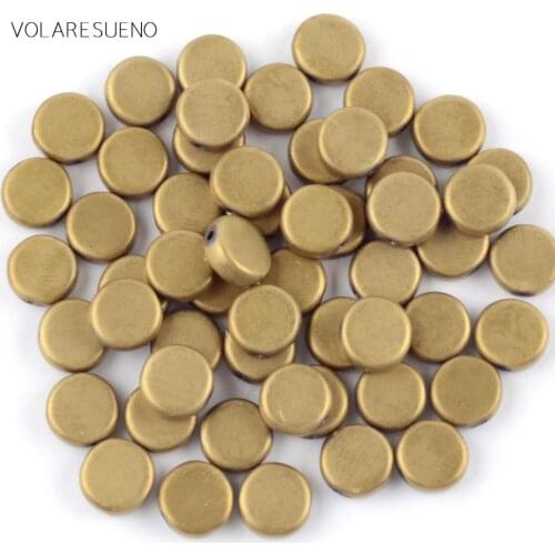 Natural Stone Dull Polished Golds Hematite Stone Flat Round Beads For Jewelry Making Spacer Loose Beads 6/8/10mm Diy Bracelet15"