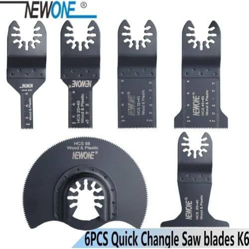 NEWONE 6pcs/set K6 HCS Quick-release/change Oscillating Tool Multi-function tool Renovator saw blades for wood/plastic cutting