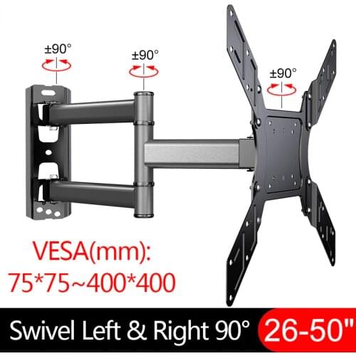 2020 New TV Wall Mount Bracket Flat Panel TV Frame Support 40kg 90 Degrees Swivel for 26-50 Inch LCD TV with Free HDMI Cable