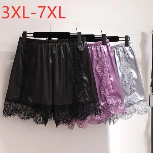 New 2021 Ladies Spring Summer Plus Size Basic Shorts For Women Large Casual Loose Black Purple Lace Shorts 3XL 4XL 5XL 6XL 7XL