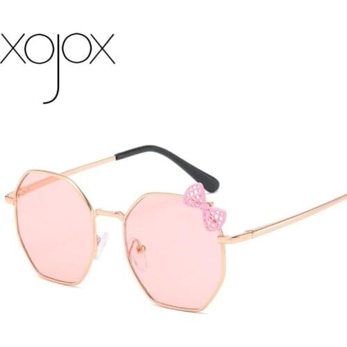 Polygon Bow Kids Sunglasse Luxury Cute Girls Party Sun Glasses Holiday Beach Stylish Eyewear UV400 3-12 Years old Girls
