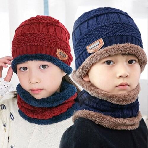 Autumn and winter new woolen hat Bib suit Korean winter thickened warm knitted hat childrens hat