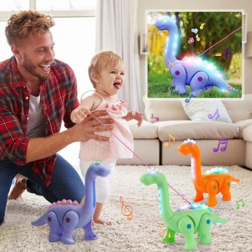 Leash Dinosaur Carpet Toy Simulation Animal Glowing Musical Toy Model Childrens Educational Electronic Cartoon Dinosaur Pet Toy
