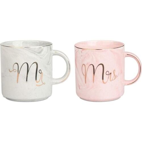 Gold Plated Marble Pattern Mug Ceramic Coffee Tea Cup for Couples Lovers Wedding Anniversary Valentine Gifts