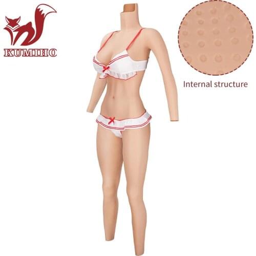KUMIHO 6G Lifelike Nipples Vaginal Silicone Tights CE Cup Breast Forms Covered with hands and feet for Drag queen Crossdresser